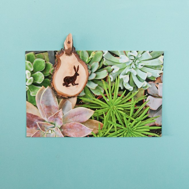 Wood burned rabbit magnet